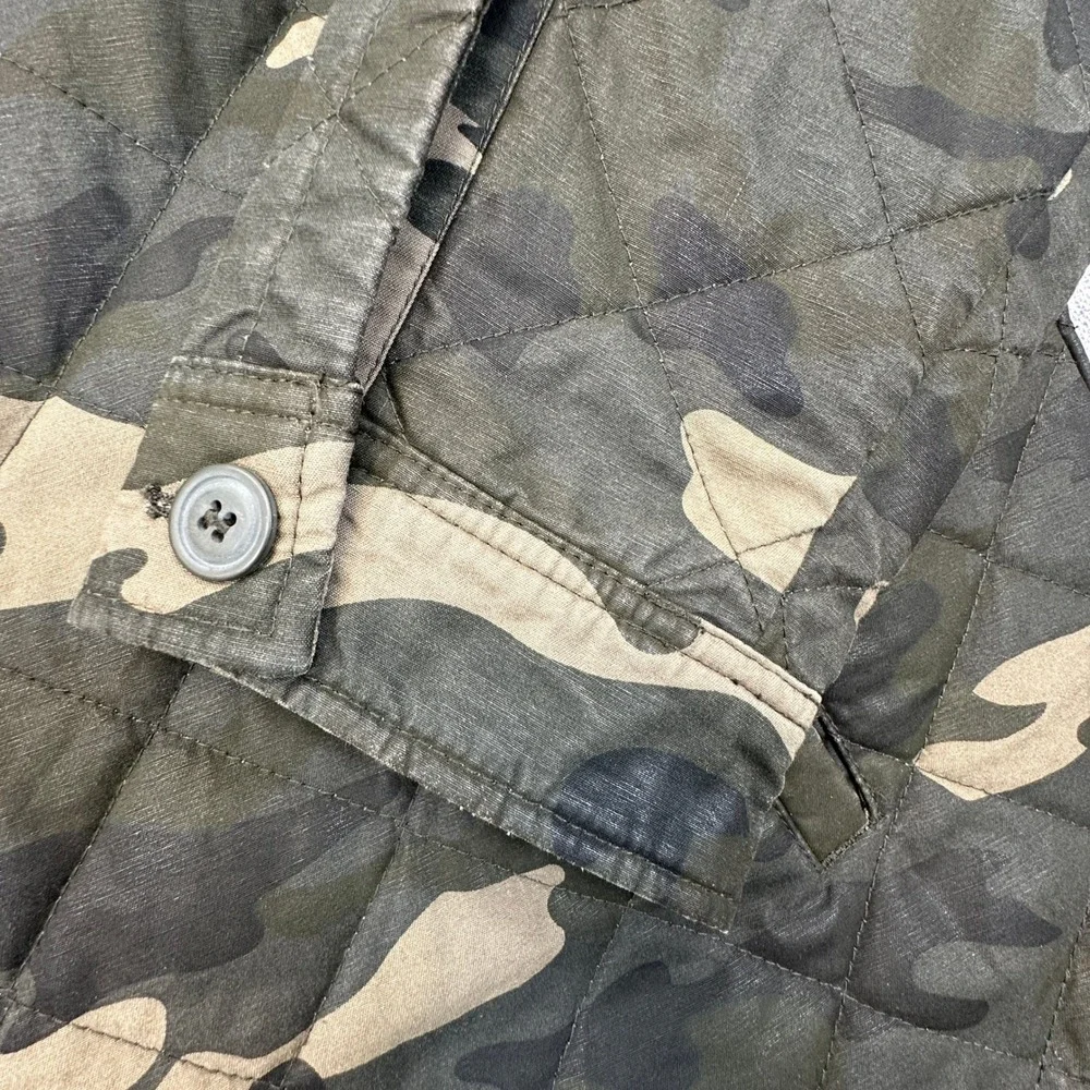 Levi's Cotton Diamond Quilted Shirt Jacket Mens XL Green Camouflage Zip Shacket - Picture 4 of 13